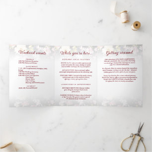 Watercolor Pink Yellow Roses,black blurred,Wedding Tri-Fold Program