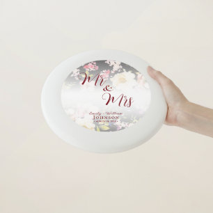 Watercolor Pink Yellow Roses,black blurred,Wedding Wham-O Frisbee