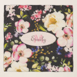 Watercolor Pink Yellow Roses on black, Monogram Scarf<br><div class="desc">Bring the beauty of watercolor pink and yellow roses against to your everyday items with this stunning design. Perfect for adding a touch of elegance and charm to your products,  whether it's on apparel,  home decor,  or accessories. 
You must know that you get a photo!</div>