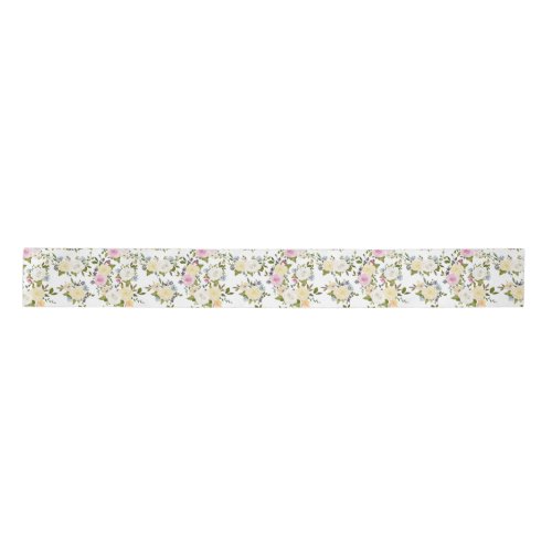 Watercolor Pink Yellow White Roses Baby Shower   Satin Ribbon