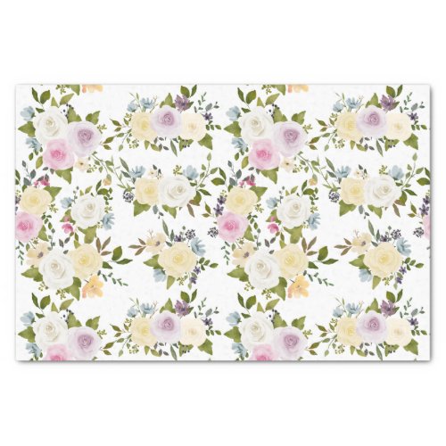 Watercolor Pink Yellow White Roses Baby Shower     Tissue Paper