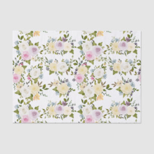 Watercolor Pink Yellow White Roses Baby Shower     Tissue Paper