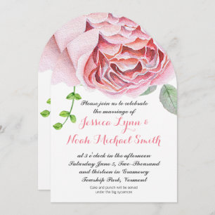Watercolor Pinkish Purple Green Floral Wedding Invitation