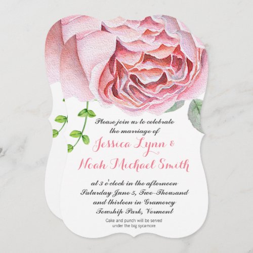 Watercolor Pinkish Purple Green Floral Wedding Invitation