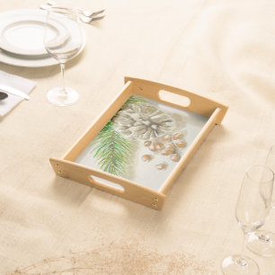 Watercolor Pinõn Nuts Pinecone New Mexico Serving Tray