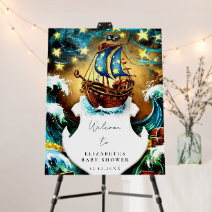 Watercolor Pirate Baby Shower Welcome Sign