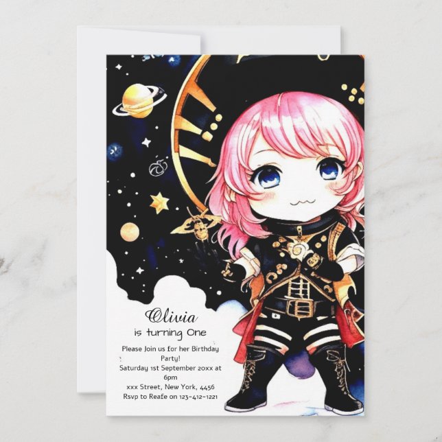 Watercolor Pirate Birthday Invitation (Front)