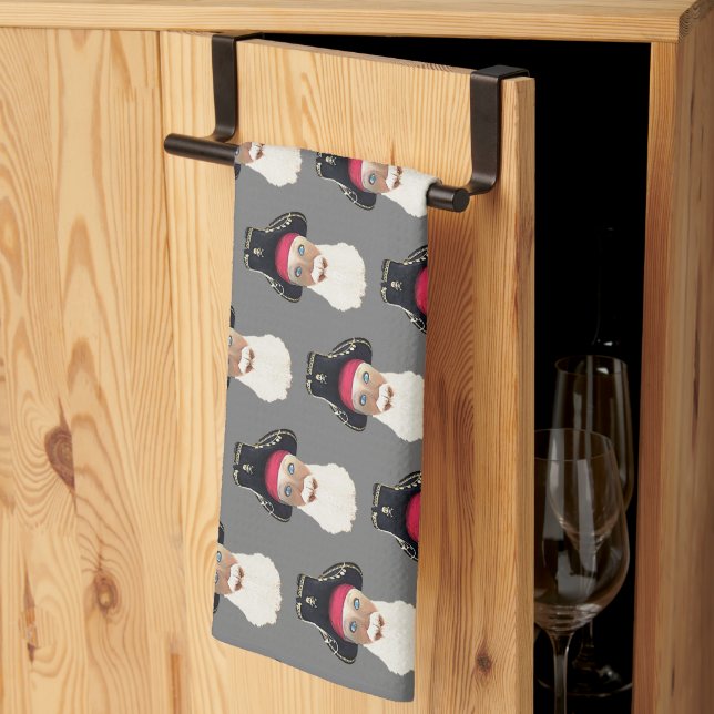 Watercolor Pirate Self Portrait Kitchen Towel (Thirds Fold)