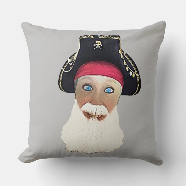 Watercolor Pirate Self Portrait Throw Pillow (Front)