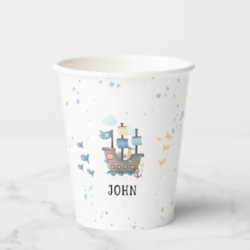 Watercolor Pirates Birthday Paper Cups
