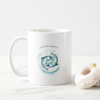 Watercolor Pisces Astrology Zodiac Sign | Monogram