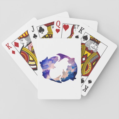 Watercolor Pisces  Fsih Zodiac Sign Playing Cards