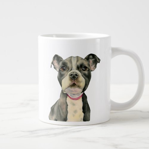 Watercolor Pit Bull Terrier Puppy Dog Giant Coffee Mug