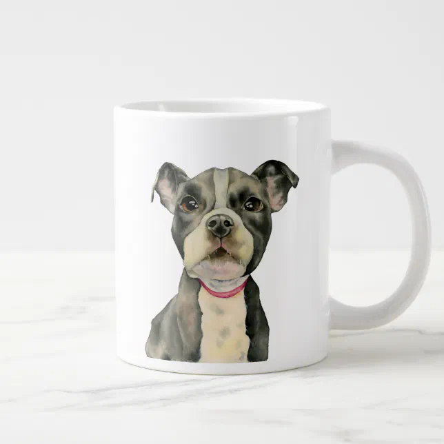 Watercolor Pit Bull Terrier Puppy Dog Giant Coffee Mug | Zazzle