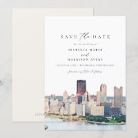 Watercolor Pittsburgh Pennsylvania Save the Date