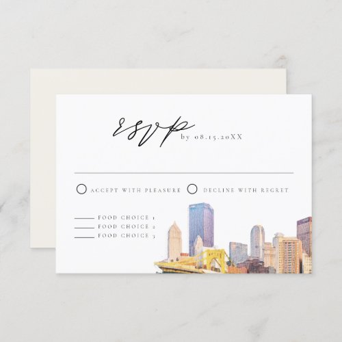 Watercolor Pittsburgh Skyline RSVP Card