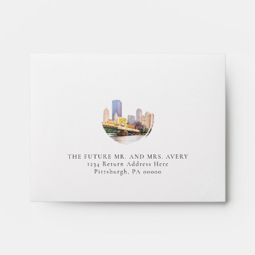 Watercolor Pittsburgh Skyline RSVP Envelope