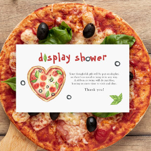 Watercolor pizza baby shower - display shower card
