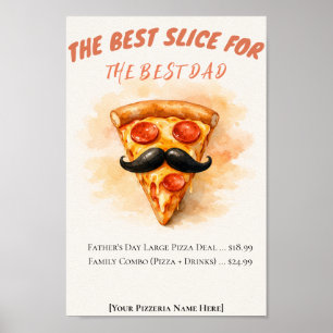 Watercolor Pizza Best Slice Father's Day Poster