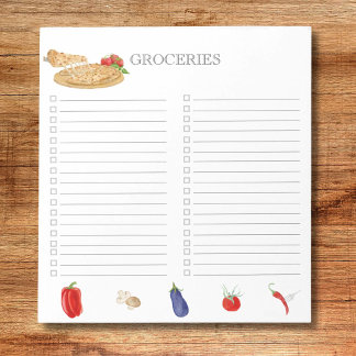 Watercolor Pizza Grocery List Notepad