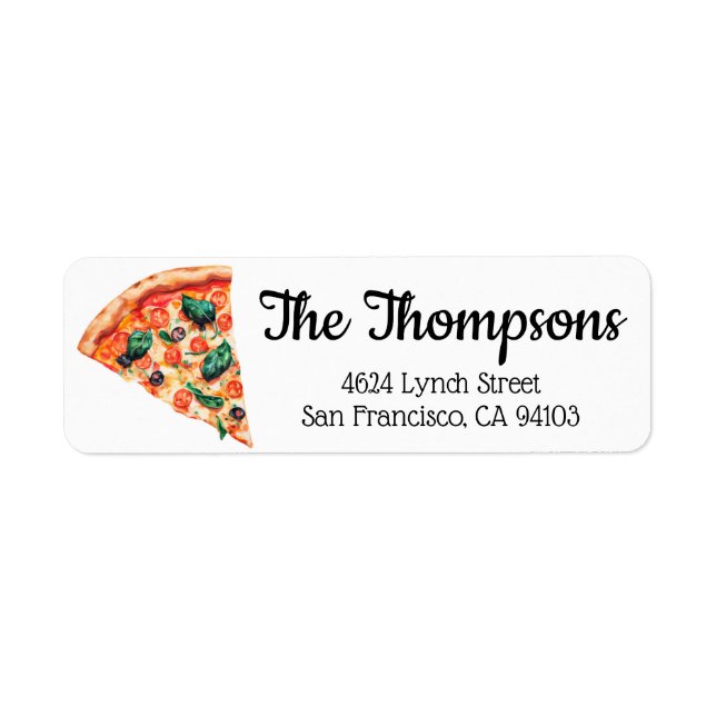 watercolor pizza  label (Front)