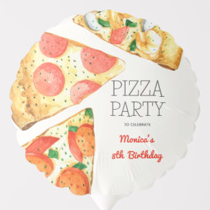 Watercolor pizza party birthday balloon