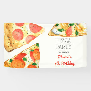 Watercolor pizza party birthday banner