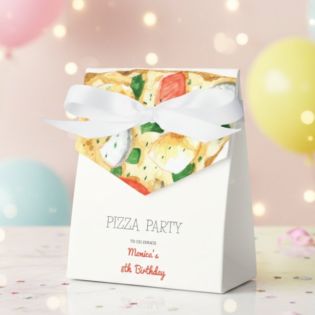 Watercolor pizza party birthday favor boxes (Creator Uploaded)