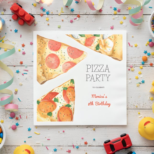 Watercolor pizza party birthday napkins (Creator Uploaded)