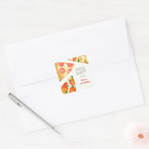 Watercolor pizza party birthday square sticker