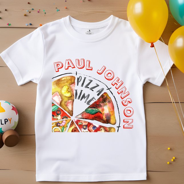 Watercolor pizza personalized baby T-Shirt (Creator Uploaded)