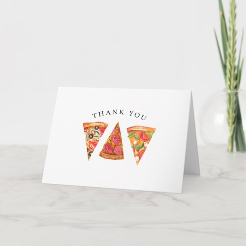 Watercolor Pizza Thank You Card - Watercolor Pizza Thank You Card