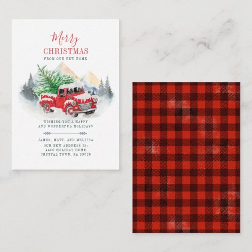 Watercolor Plaid Christmas Moving Announcement