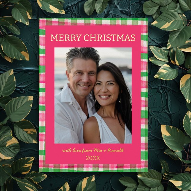 Watercolor Plaid Handmade Christmas Custom Photo Foil Holiday Card (Watercolor Plaid Handmade Christmas Custom Photo GOLD Foil Holiday Card
)