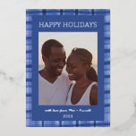 Watercolor Plaid Handmade Custom Photo Hanukkah Foil Holiday Card<br><div class="desc">Perfect cute card for a fun holiday greeting! Hand made watercolor art for you! With fun foil lettering too. FULLY CUSTOMIZABLE! Click on “Personalize” above to edit the text on the front and add your own photo to the front. Click "edit using design tool" to adjust the fonts, colors and...</div>