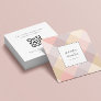 Watercolor Plaid Mauve Gray Pink Cream Yellow QR  Square Business Card
