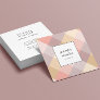 Watercolor Plaid Mauve Gray Pink Cream Yellow  Square Business Card