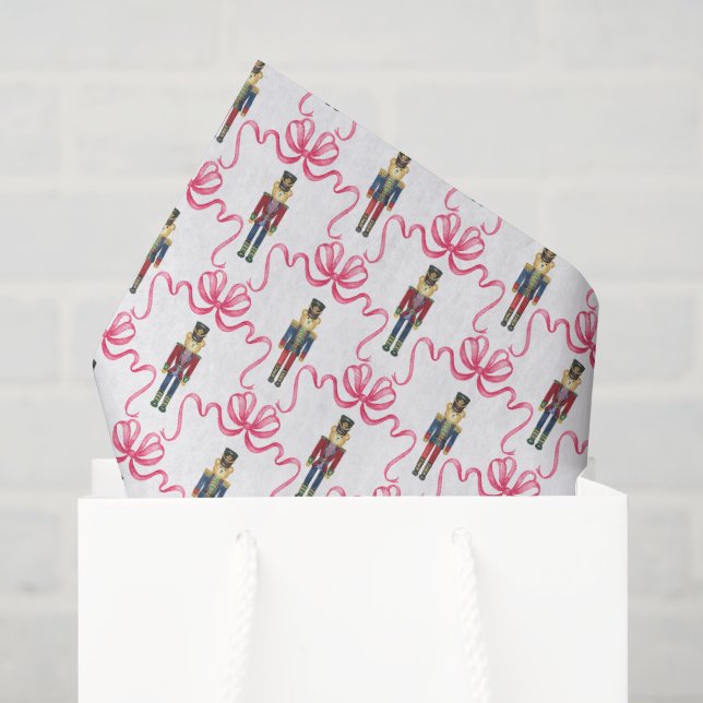 Watercolor Plaid Nutcracker Bear Monogram Crest Tissue Paper (Gift Bag)