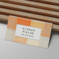 Watercolor Plaid Orange Cream Blue professional  Business Card