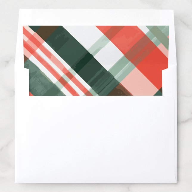Watercolor Plaid Pattern Holiday Envelope Liner (In Envelope)