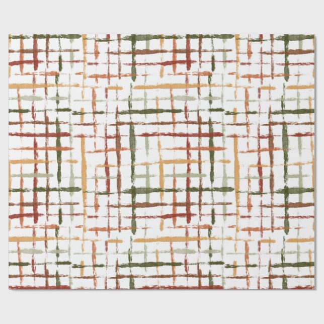 watercolor plaid pattern with chaotic lines wrapping paper (Flat)