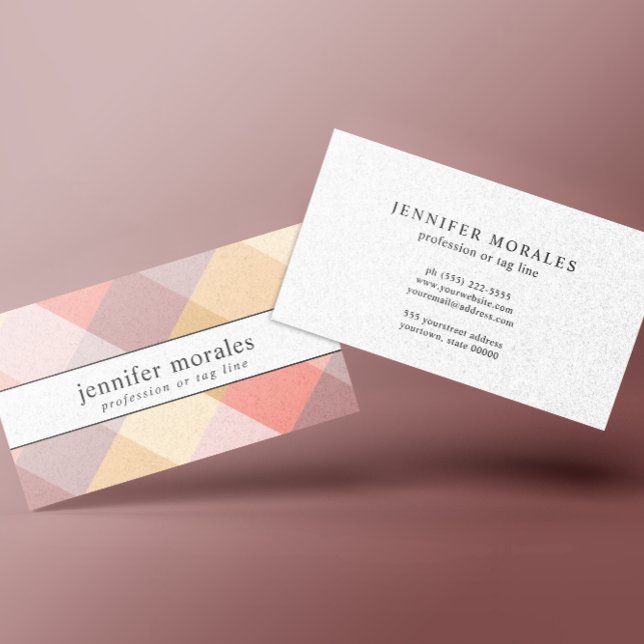 Watercolor Plaid Pink Cream Mauve Gray yellow Business Card (Creator Uploaded)