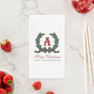 Watercolor Plaid Tartan Christmas Present Gift Paper Guest Towels