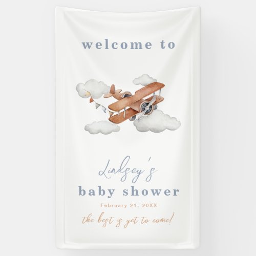 Watercolor Plane Baby Shower Welcome Banner