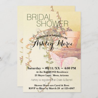Watercolor Plant and Butterfly Bridal Shower