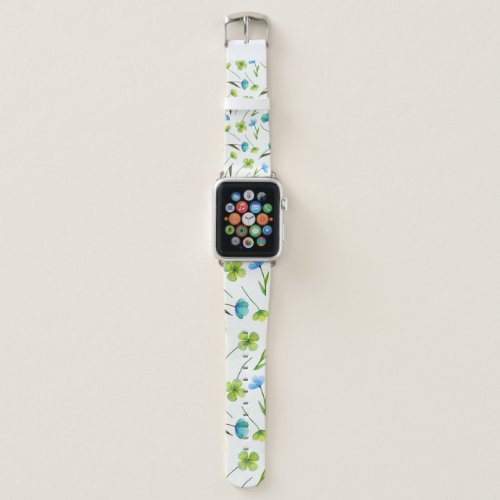 Watercolor Plants Floral Seamless Pattern Apple Watch Band