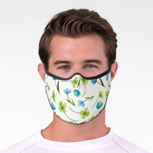 Watercolor Plants Floral Seamless Pattern Premium Face Mask