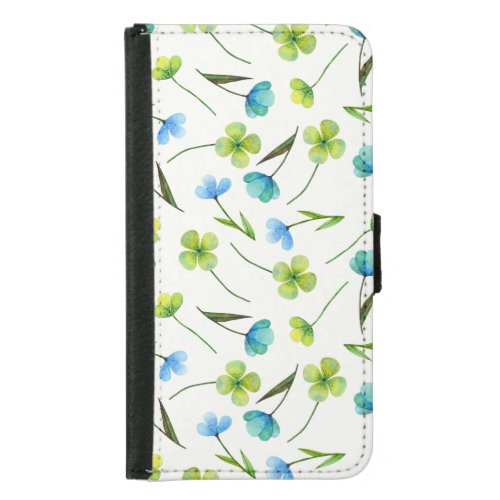 Watercolor Plants Floral Seamless Pattern Samsung Galaxy S5 Wallet Case