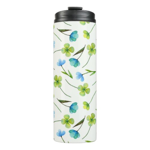 Watercolor Plants Floral Seamless Pattern Thermal Tumbler