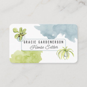 Watercolor Plants House Sitter Business Card